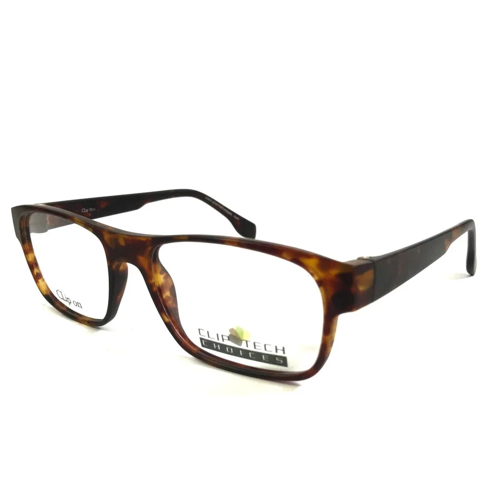Clip Tech Eyeglasses Frames K3872 C1 Tortoise Brown Rectangle Full Rim 54-17-138